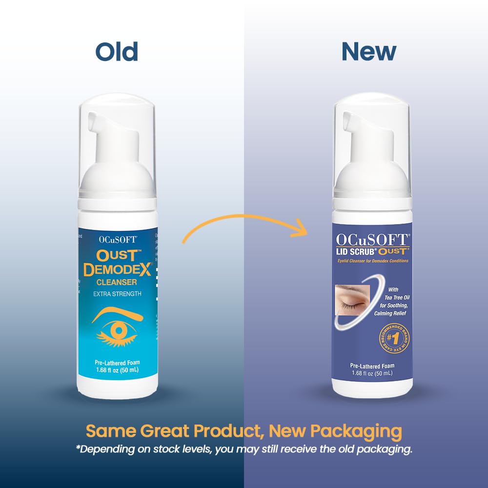 OCuSOFT Oust Demodex Foam Cleanser - Extra Strength - Foaming Cleanser for Eyelids & Eyelashes with Tea Tree Oil - FENGGESTORE20