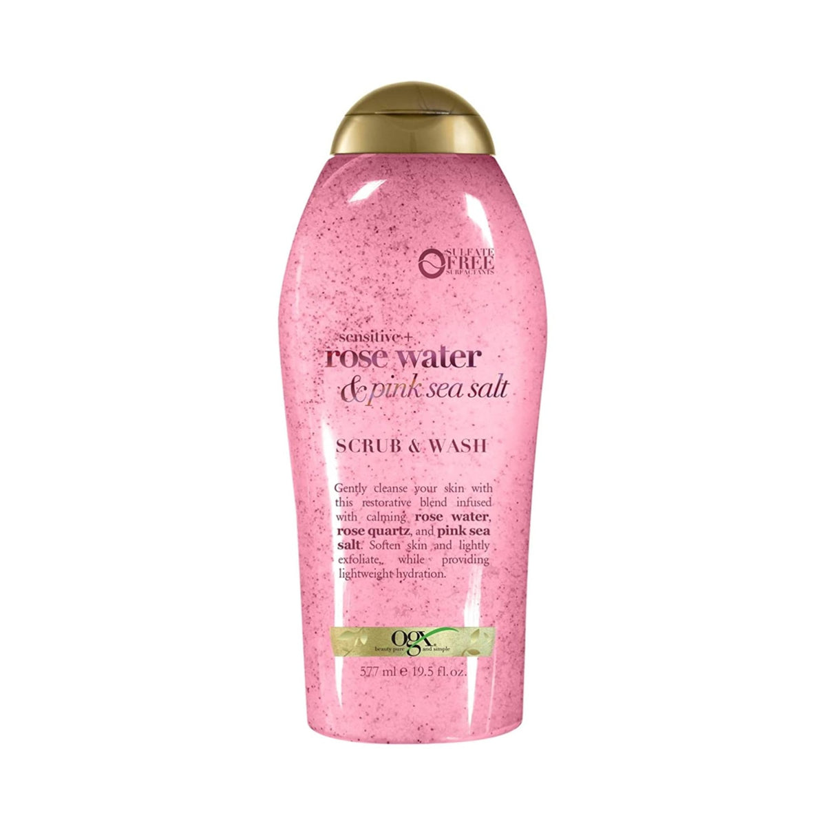 OGX Sensitive + Rose Water & Pink Sea Salt Exfoliating Body Scrub + Rose Quartz, Gentle Exfoliating Daily Body Wash Softens Skin - FENGGESTORE20