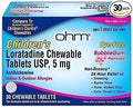 Ohm Children's Allergy Medicine, Loratadine 5mg, Chewable Tablets (30 Count) Bubblegum Flavor, Non-Drowsy Antihistamine, 24-Hour Allergy Relief for Runny Nose, Watery Eyes, Itchy Throat & Nose - FENGGESTORE20