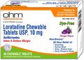 Ohm Loratadine 10mg, Chewable Tablets, Non-Drowsy Antihistamine for Indoor & Outdoor Allergies | Grape Flavor, Dye-Free, Allergy Relief (Large, 48, Count) - FENGGESTORE20