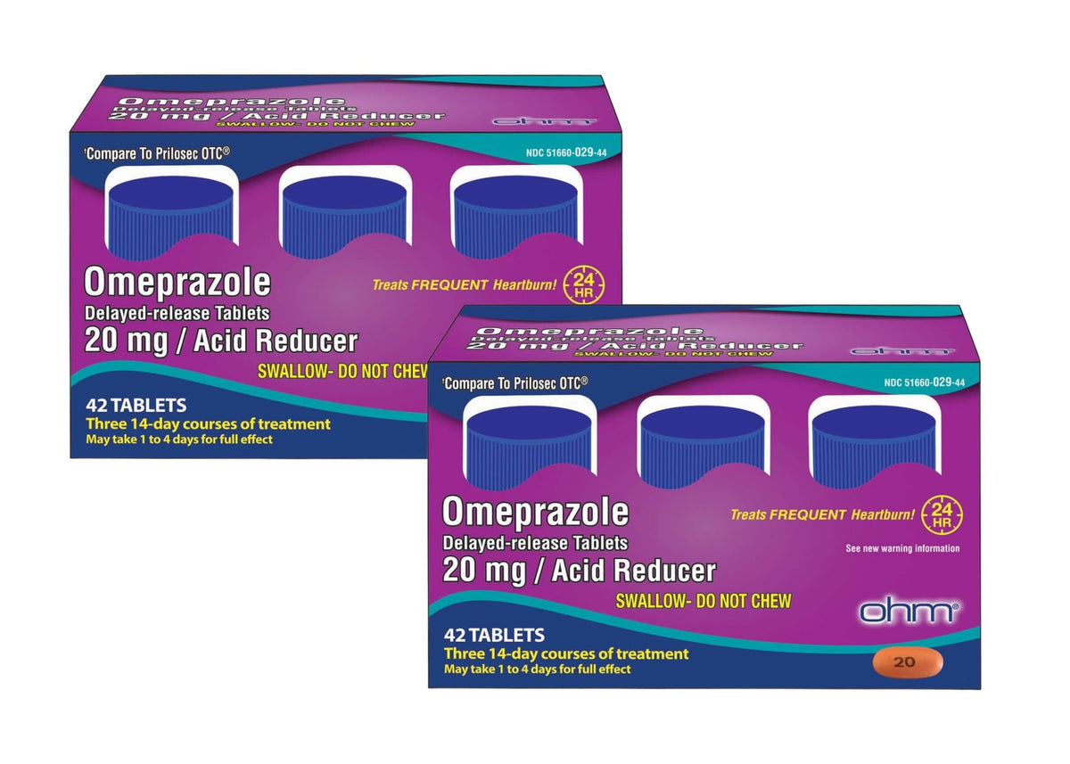 Ohm Omeprazole Delayed-Release Tablets, 20mg Acid Reducer, Treats Frequent Heartburn (12 Weeks of Supply, 84, Count) - FENGGESTORE20