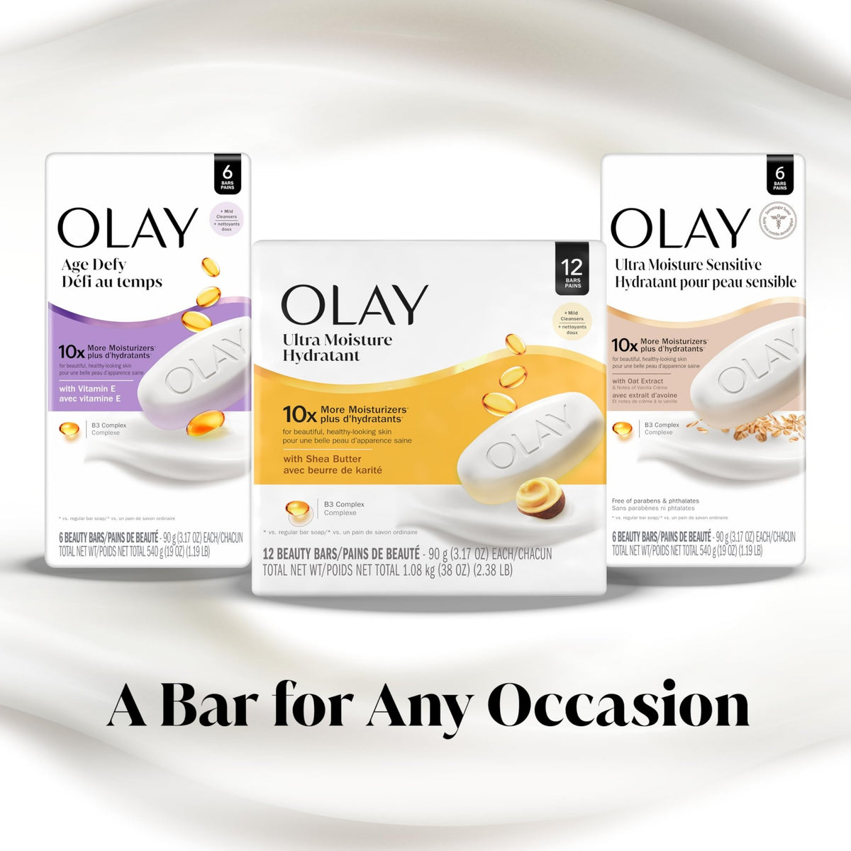 Olay Beauty Bar, Ultra Moisture,10x More Moisturizers, Nourishing Conditioners, Smooth & Gentle on Skin, Vitamin B3 Complex - FENGGESTORE20
