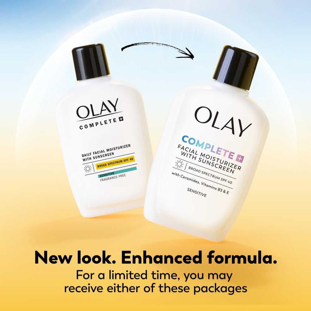 Olay Complete+ Face Moisturizer with Sunscreen SPF 40, For Sensitive Skin, Broad Spectrum Sun Protection, Fragrence-Free - FENGGESTORE20