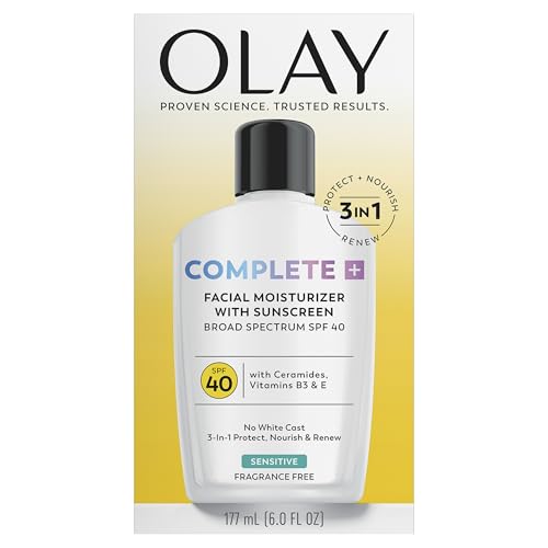 Olay Complete+ Face Moisturizer with Sunscreen SPF 40, For Sensitive Skin, Broad Spectrum Sun Protection, Fragrence-Free - FENGGESTORE20