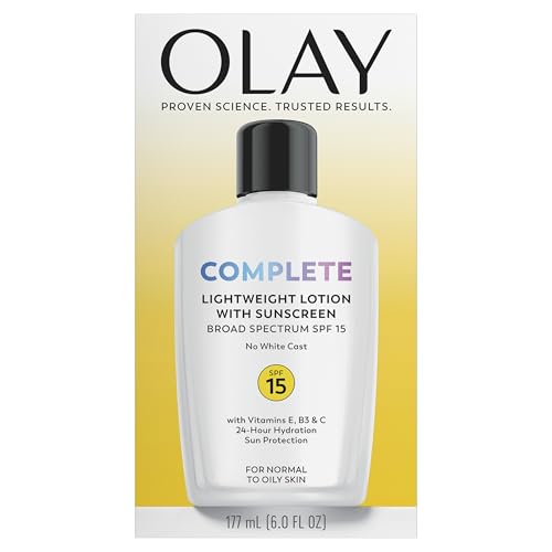 Olay Face Moisturizer, Complete with Sunscreen SPF 15, Daily Facial Lotion for Normal Skin, Lightweight Hydrating Broad Spectrum Sun Protection - FENGGESTORE20