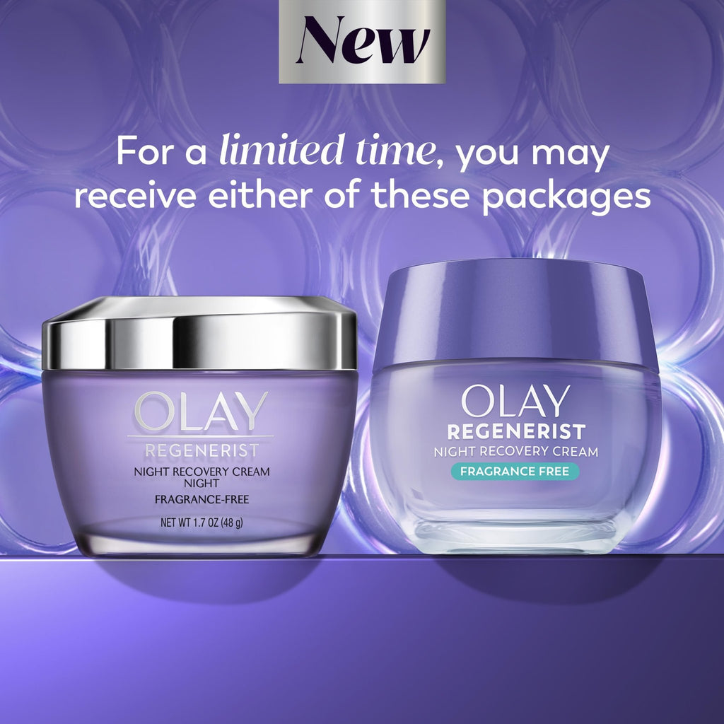 Olay Night Cream for Face, Anti-Aging Face Moisturizer for Women - Fragrance-Free Skin Care, Anti-Wrinkle, Exfoliate, Smooths Texture - FENGGESTORE20