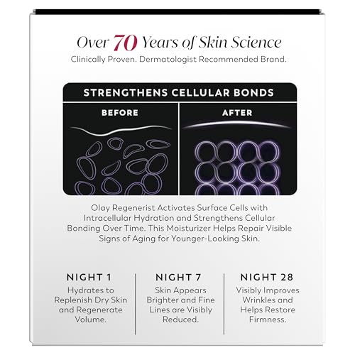 Olay Night Cream for Face, Anti-Aging Face Moisturizer for Women - Fragrance-Free Skin Care, Anti-Wrinkle, Exfoliate, Smooths Texture - FENGGESTORE20
