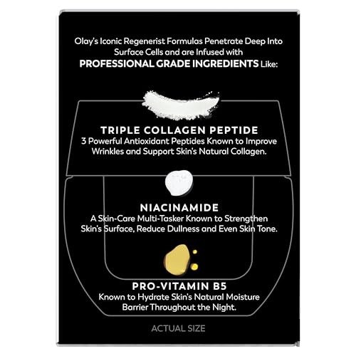 Olay Night Cream for Face, Anti-Aging Face Moisturizer for Women - Fragrance-Free Skin Care, Anti-Wrinkle, Exfoliate, Smooths Texture - FENGGESTORE20