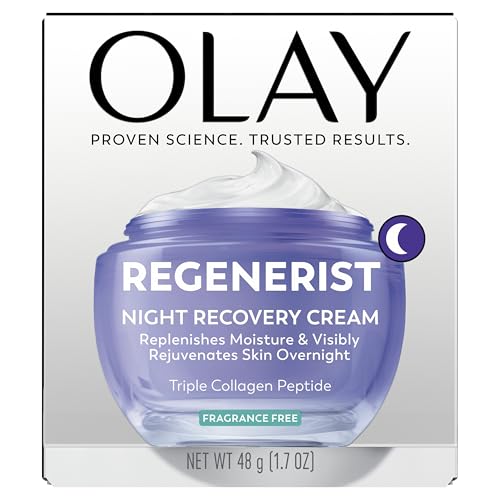 Olay Night Cream for Face, Anti-Aging Face Moisturizer for Women - Fragrance-Free Skin Care, Anti-Wrinkle, Exfoliate, Smooths Texture - FENGGESTORE20