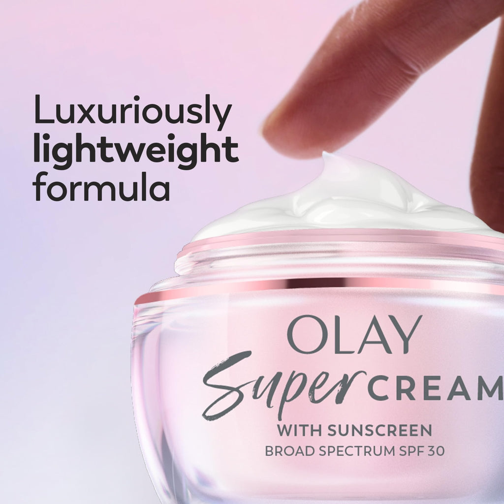 Olay Super Cream with Sunscreen SPF 30, Lightweight Face Moisturizer with Sun Protection - FENGGESTORE20