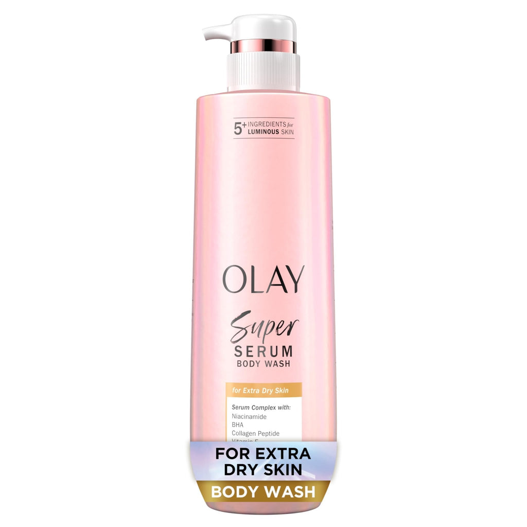 Olay Super Serum Body Wash for Extra Dry Skin, 24hr Long Lasting Hydration, 5+ Ingredient - FENGGESTORE20