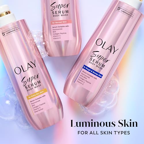 Olay Super Serum Body Wash for Extra Dry Skin, 24hr Long Lasting Hydration, 5+ Ingredient - FENGGESTORE20