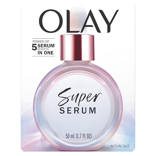 Olay Super Serum - Glow Serum for Face - Activated Niacinamide, Vitamin C & E, Collagen Peptide, AHA - 5-in-1 Benefits - Brightens, Hydrates, Smooths, Firms, Evens Tone, Proactive Anti-Aging, 1.7 Oz - FENGGESTORE20