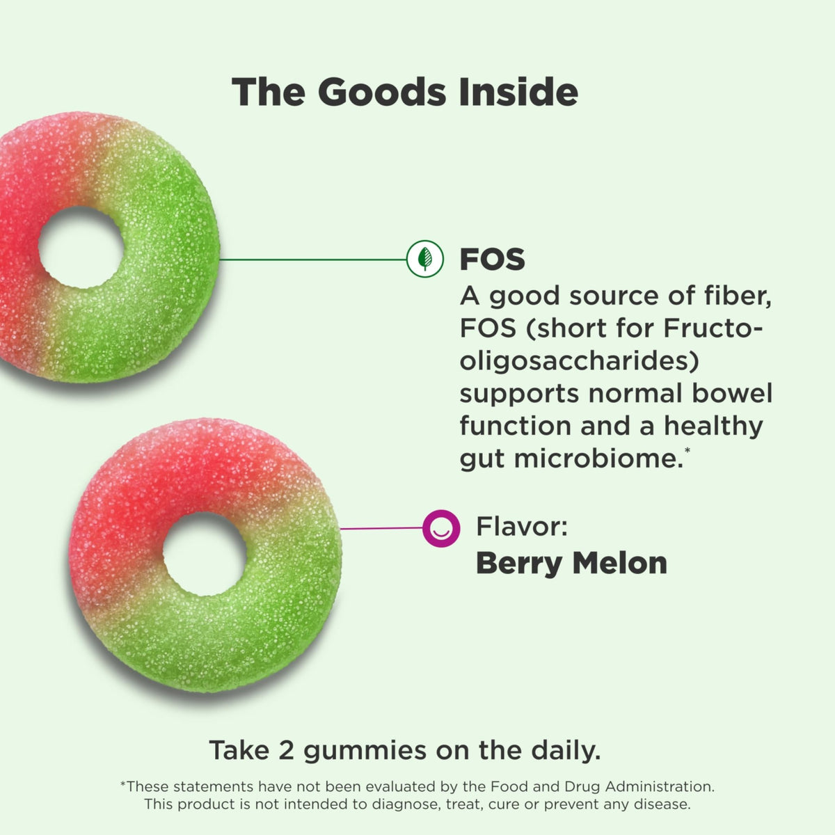 OLLY Fiber Gummy Rings, 5g Prebiotic Fiber, FOS (Fructo-oligosaccharides), Digestive Support, Berry Melon 50ct - FENGGESTORE20