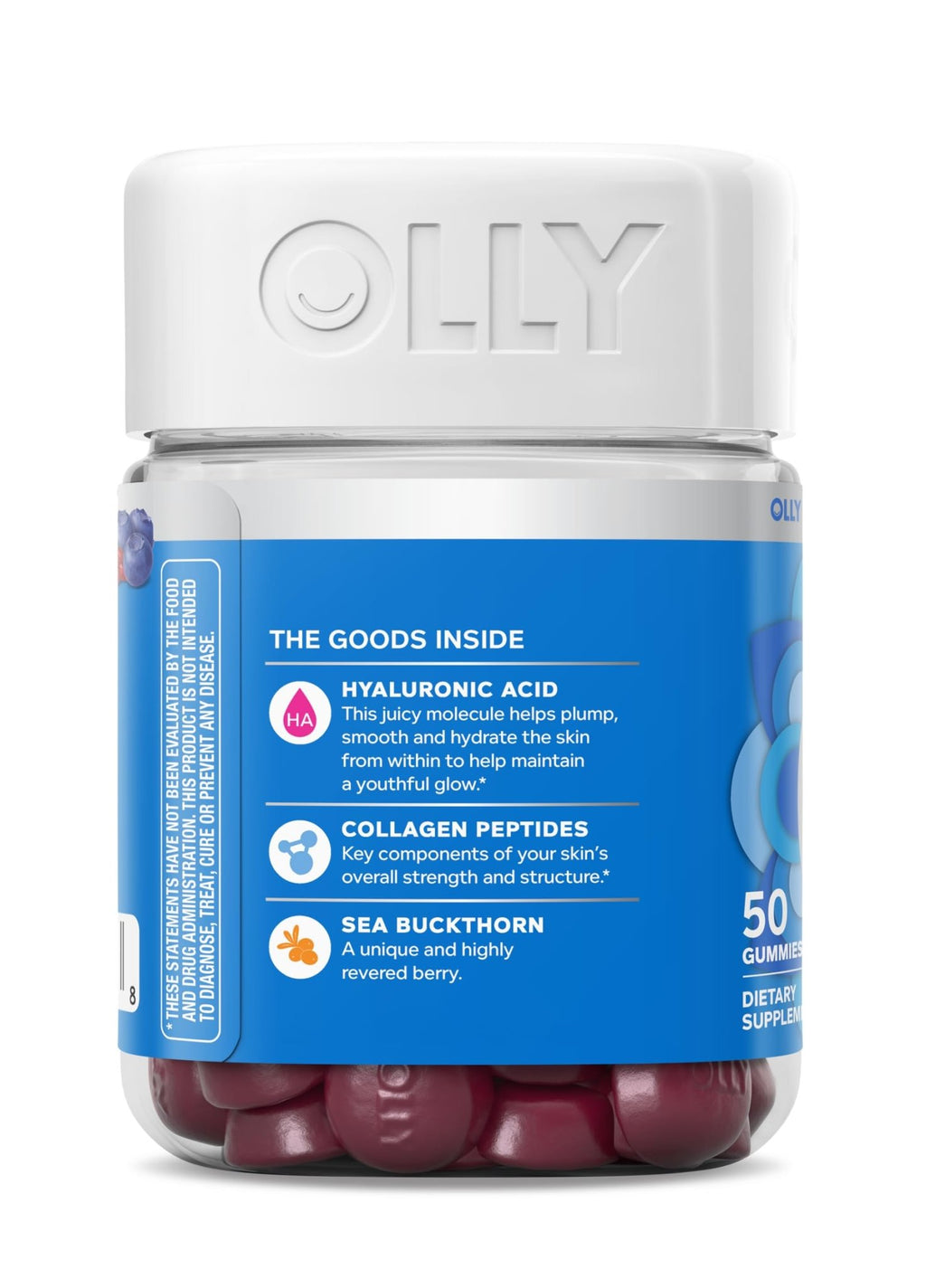 OLLY Glowing Skin Gummy, Hydrated & Youthful Skin,* Hyaluronic Acid, Collagen Peptides, Sea Buckthorn, Plump Berry Flavor - FENGGESTORE20