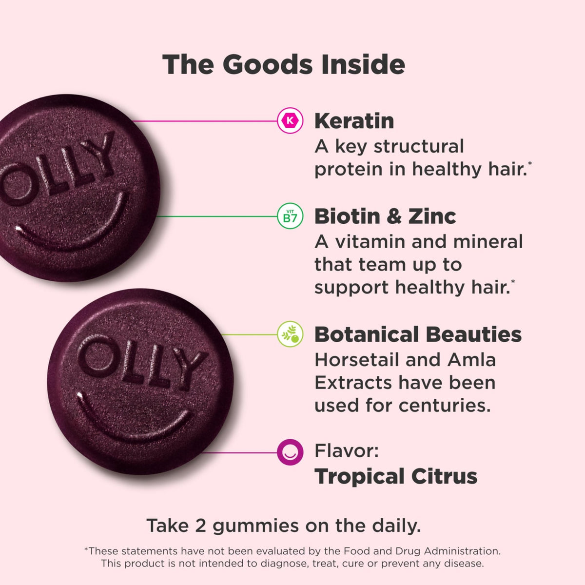 OLLY Heavenly Hair Gummy, Supports Healthy Hair, Keratin, Biotin, AMLA, Chewable Supplement, 30 Day Supply - 60 Count - FENGGESTORE20