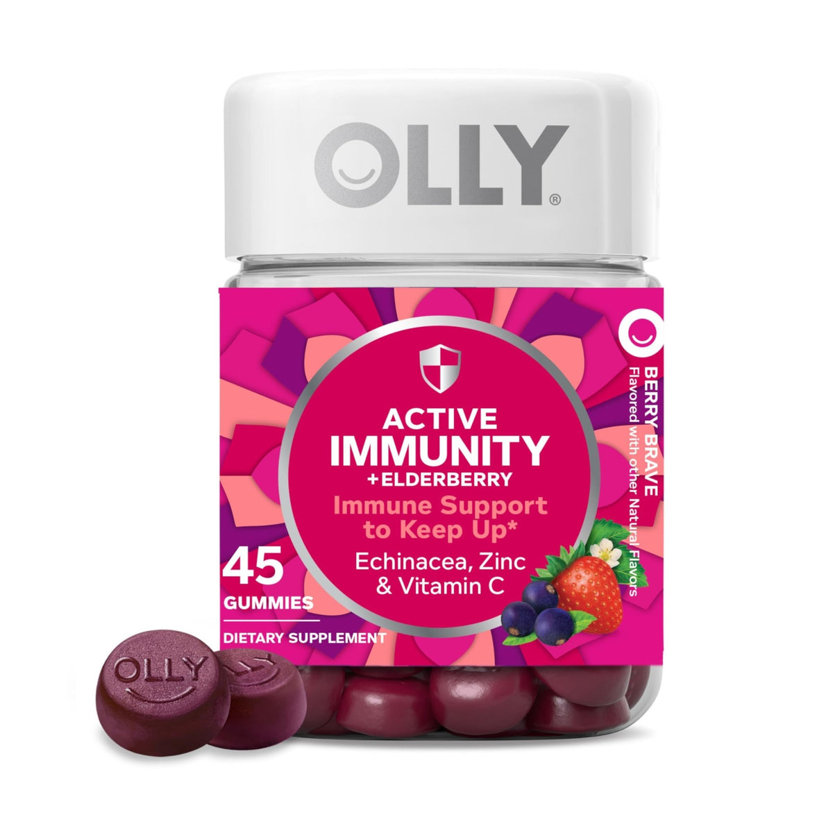 OLLY Immunity Gummy, Immune Support, Elderberry, Zinc, Vitamin C, Supplement, Berry Flavor, 15 Day Supply - 45 Count - FENGGESTORE20