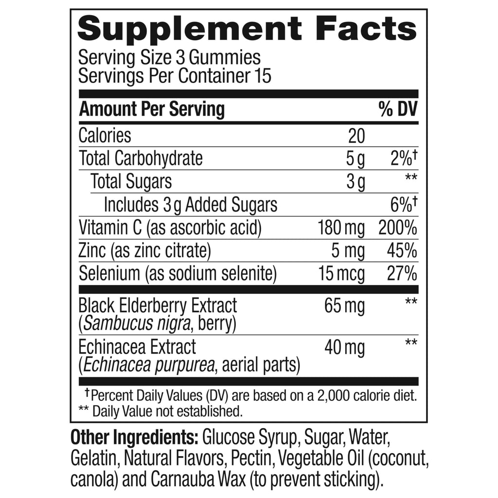 OLLY Immunity Gummy, Immune Support, Elderberry, Zinc, Vitamin C, Supplement, Berry Flavor, 15 Day Supply - 45 Count - FENGGESTORE20