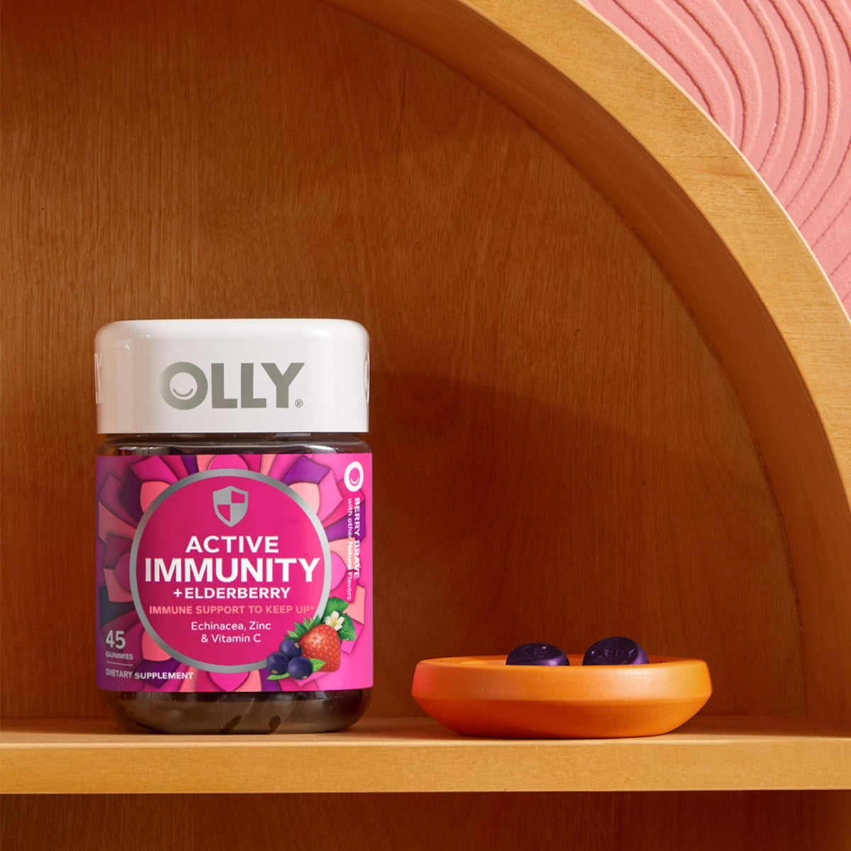 OLLY Immunity Gummy, Immune Support, Elderberry, Zinc, Vitamin C, Supplement, Berry Flavor, 15 Day Supply - 45 Count - FENGGESTORE20