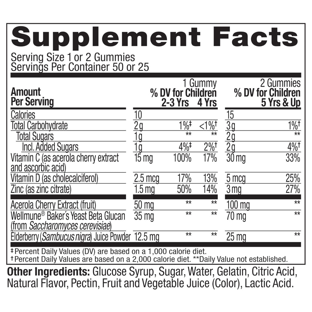 OLLY Kids Immunity Gummy, Immune Support, Wellmune, Elderberry, Vitamin C, Zinc, Chewable Supplement, Cherry - 50 Count - FENGGESTORE20