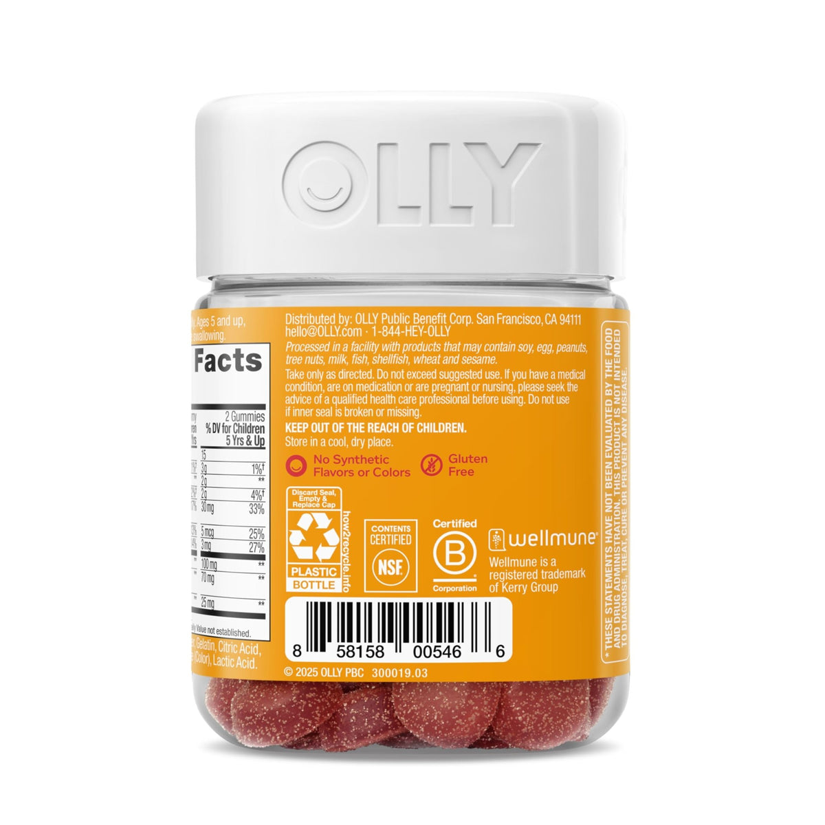 OLLY Kids Immunity Gummy, Immune Support, Wellmune, Elderberry, Vitamin C, Zinc, Chewable Supplement, Cherry - 50 Count - FENGGESTORE20