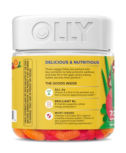OLLY Kids Multivitamin Gummy Worms, Overall Health and Immune Support, Vitamins and Minerals A, C, D, E, Bs and Zinc, Chewable Supplement - FENGGESTORE20