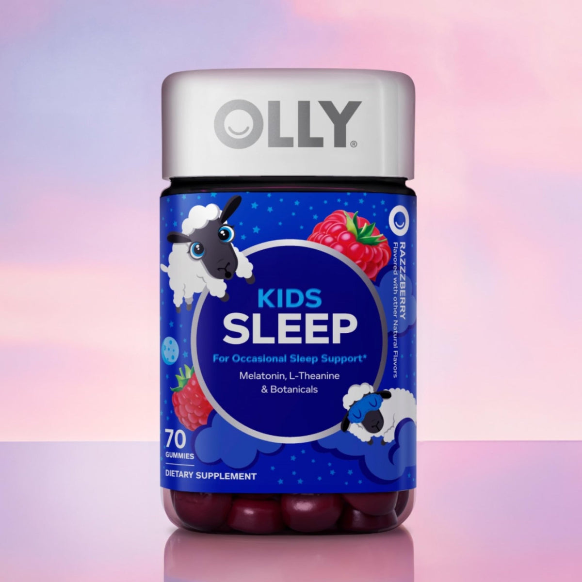 OLLY Kids Sleep Gummies, 0.5mg Melatonin, L Theanine, Chamomile, and Lemon Balm, Raspberry - 70 Count - FENGGESTORE20