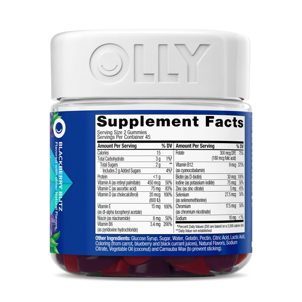 OLLY Men's Multivitamin Gummy, Vitamins A, C, D, E, B, Zinc, Blackberry Flavor, 45 Day Supply - 90 Count - FENGGESTORE20