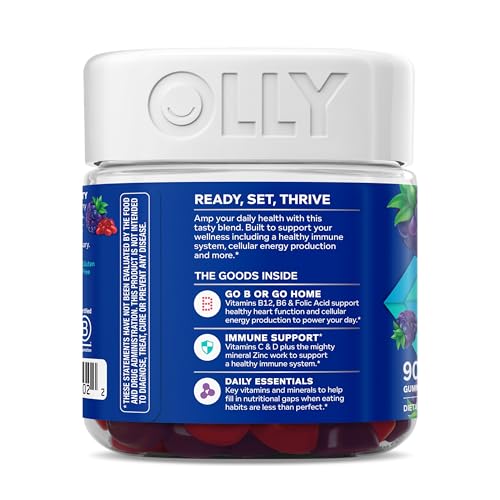 OLLY Men's Multivitamin Gummy, Vitamins A, C, D, E, B, Zinc, Blackberry Flavor, 45 Day Supply - 90 Count - FENGGESTORE20