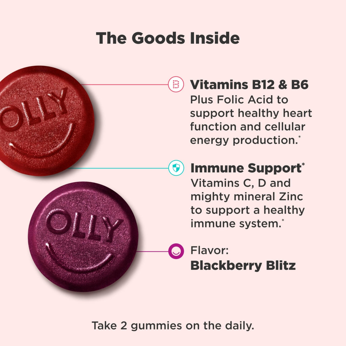 OLLY Men's Multivitamin Gummy, Vitamins A, C, D, E, B, Zinc, Blackberry Flavor, 45 Day Supply - 90 Count - FENGGESTORE20