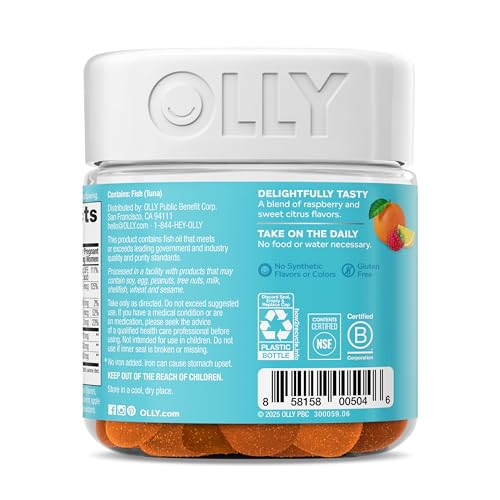 OLLY Prenatal Multivitamin Gummy, Supports Healthy Growth and Brain Development, Folic Acid, Vitamin D, Omega 3 DHA, Chewable Supplement - FENGGESTORE20