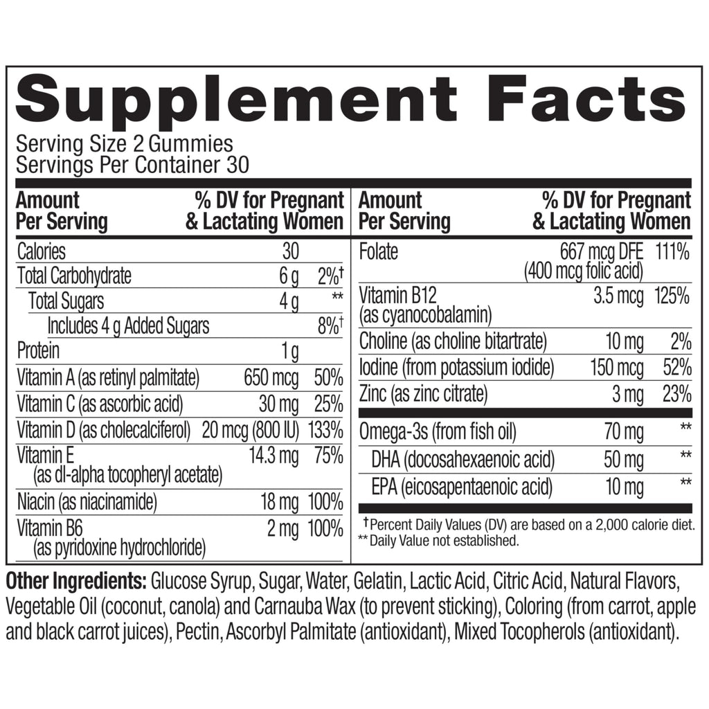 OLLY Prenatal Multivitamin Gummy, Supports Healthy Growth and Brain Development, Folic Acid, Vitamin D, Omega 3 DHA, Chewable Supplement - FENGGESTORE20