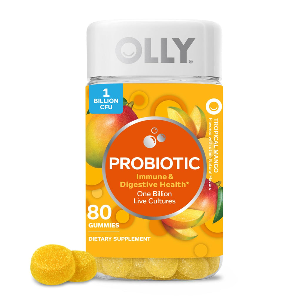 OLLY Probiotic Gummy, 1 Billion CFUs, Immune and Digestive Support, Chewable Probiotic Supplement, Mango, 80 Count - FENGGESTORE20