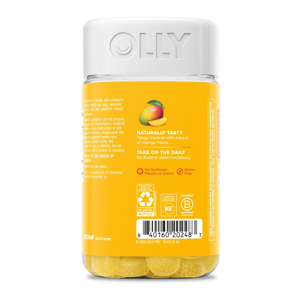 OLLY Probiotic Gummy, 1 Billion CFUs, Immune and Digestive Support, Chewable Probiotic Supplement, Mango, 80 Count - FENGGESTORE20