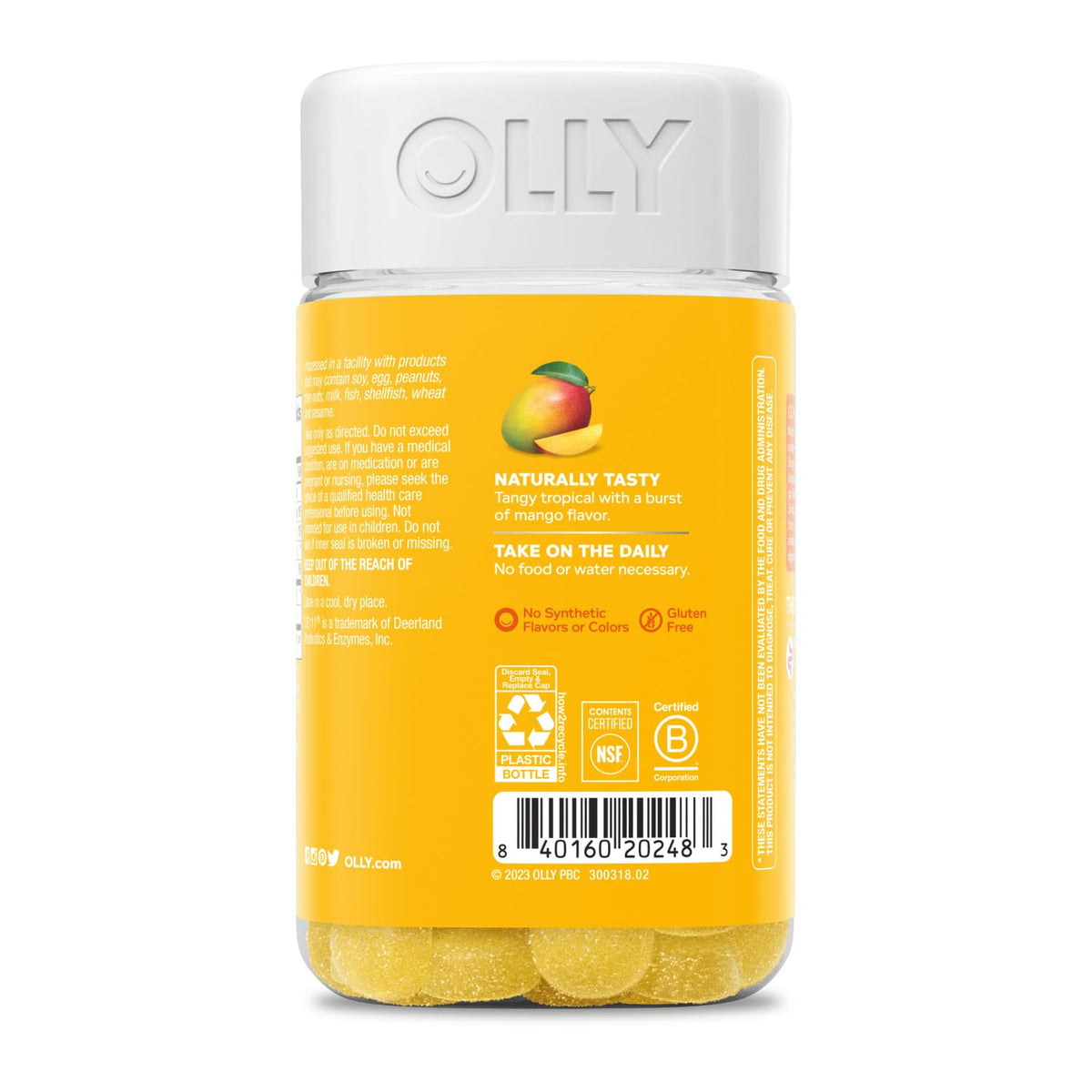 OLLY Probiotic Gummy, 1 Billion CFUs, Immune and Digestive Support, Chewable Probiotic Supplement, Mango, 80 Count - FENGGESTORE20