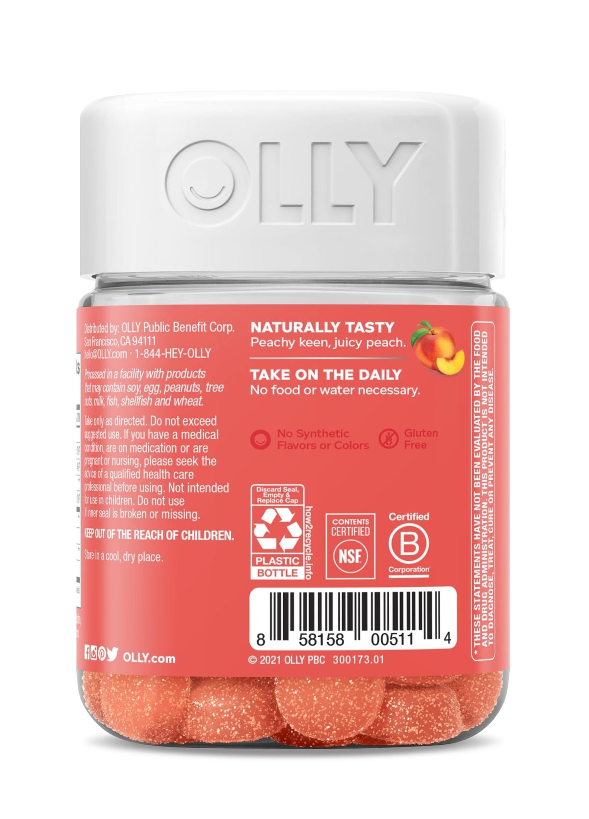 OLLY Probiotic + Prebiotic Gummy, Digestive Support and Gut Health, 500 Million CFUs, Fiber, Adult Chewable Supplement - FENGGESTORE20