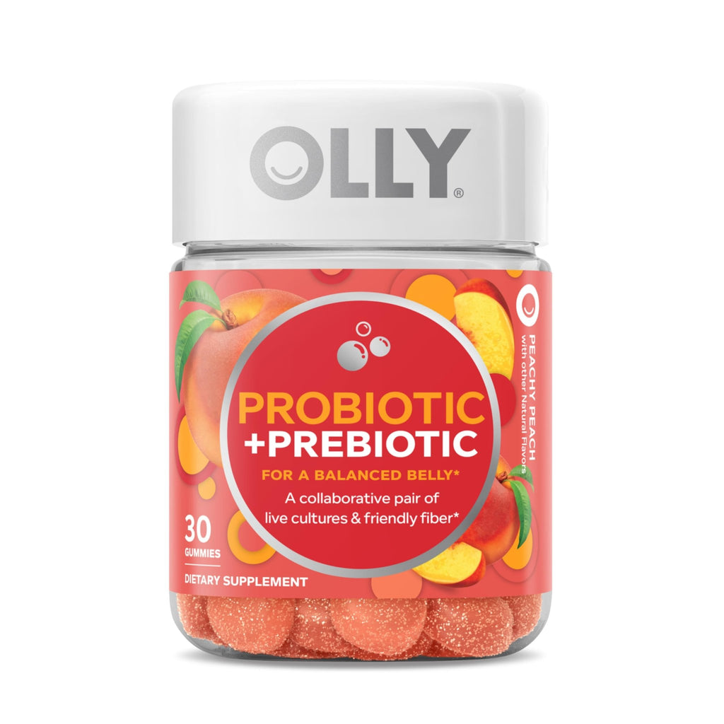 OLLY Probiotic + Prebiotic Gummy, Digestive Support and Gut Health, 500 Million CFUs, Fiber, Adult Chewable Supplement - FENGGESTORE20