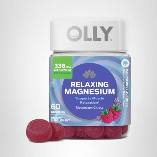 OLLY Relaxing Magnesium Gummies, Supports Muscle Relaxation*, Magnesium Citrate, Raspberry Lavender Flavor, 15 Day Supply - 60 Count - FENGGESTORE20