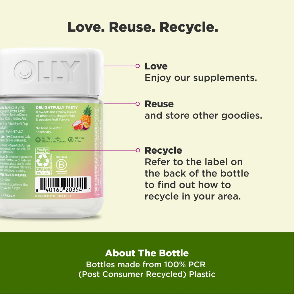 OLLY Supergood Superfoods Gummies, Supports Immune System & Digestive Health,* 15 Superfoods, Prebiotics, Vitamin C, Tropical Bliss Flavor - FENGGESTORE20