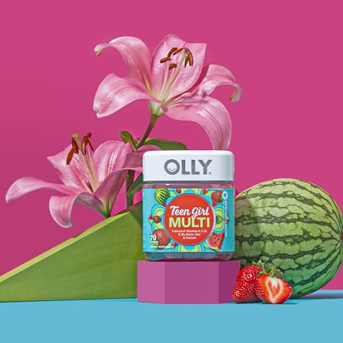 Olly Teen Girl Multi Gummy, Healthy Skin and Immune Support, 15 Essential Vitamins, Biotin, Zinc, Calcium, Chewable Multivitamin - FENGGESTORE20