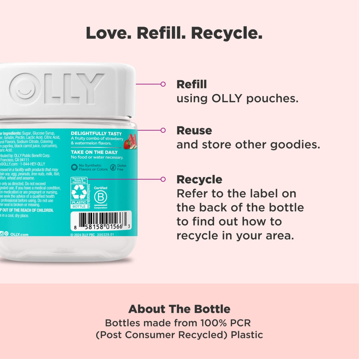 Olly Teen Girl Multi Gummy, Healthy Skin and Immune Support, 15 Essential Vitamins, Biotin, Zinc, Calcium, Chewable Multivitamin - FENGGESTORE20