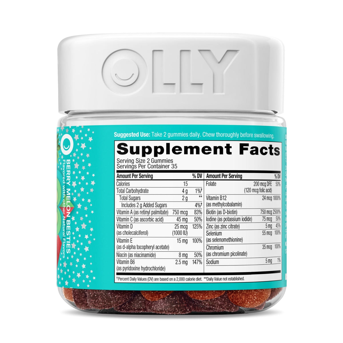 Olly Teen Girl Multi Gummy, Healthy Skin and Immune Support, 15 Essential Vitamins, Biotin, Zinc, Calcium, Chewable Multivitamin - FENGGESTORE20