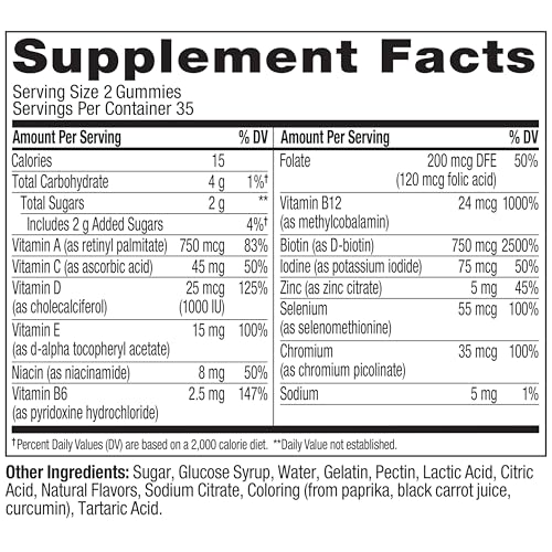 Olly Teen Girl Multi Gummy, Healthy Skin and Immune Support, 15 Essential Vitamins, Biotin, Zinc, Calcium, Chewable Multivitamin - FENGGESTORE20