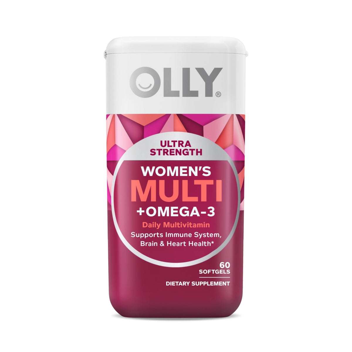 OLLY Ultra Strength Women's Multi Softgels, Overall Health and Immune Support, Omega-3s, Iron, Vitamins A, D, C, E, B12, Daily Multivitamin, 30 Day Supply - 60 Count - FENGGESTORE20