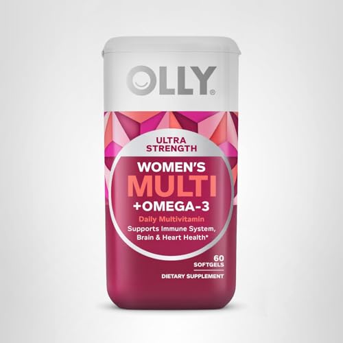 OLLY Ultra Women's Multi Softgels, Overall Health and Immune Support, Omega-3s, Iron, Vitamins A, D, C, E, B12, Daily Multivitamin, 30 Day Supply - 60 Count - FENGGESTORE20