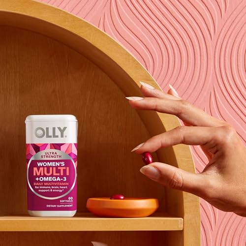 OLLY Ultra Women's Multi Softgels, Overall Health and Immune Support, Omega-3s, Iron, Vitamins A, D, C, E, B12, Daily Multivitamin, 30 Day Supply - 60 Count - FENGGESTORE20