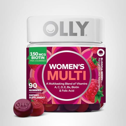 OLLY Women's Daily Multivitamin Gummy, Vitamins A, D, C, E, Biotin, Folic Acid, Adult Chewable Vitamin - FENGGESTORE20