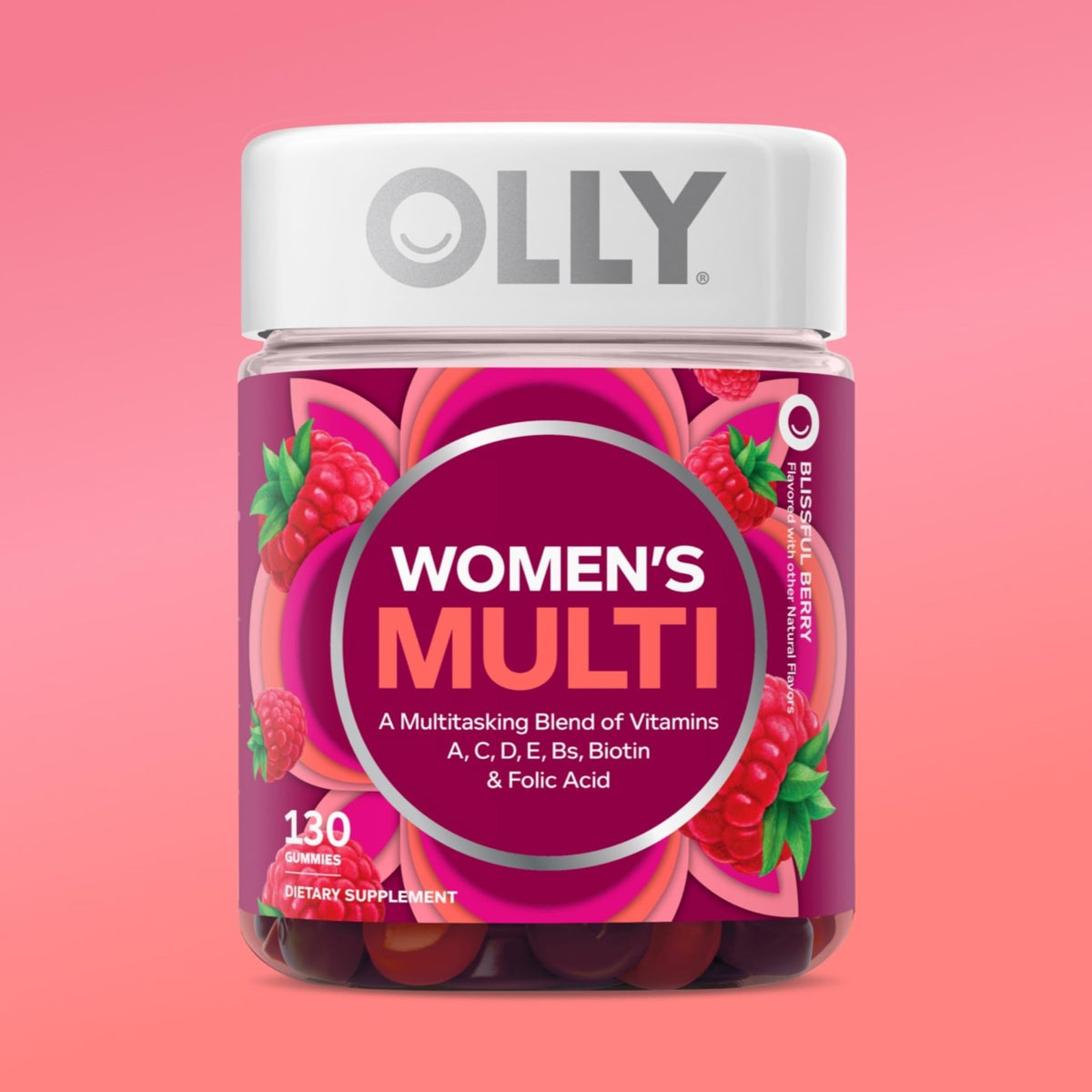 OLLY Women's Daily Multivitamin Gummy, Vitamins A, D, C, E, Biotin, Folic Acid, Adult Chewable Vitamin - FENGGESTORE20