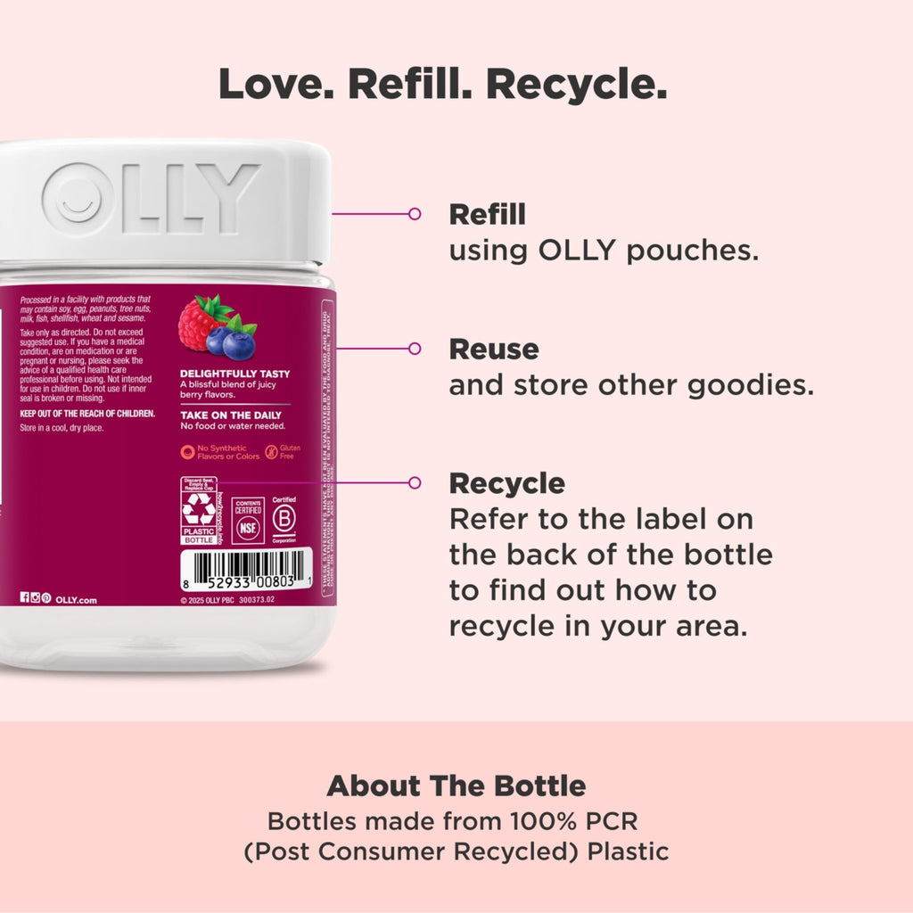 OLLY Women's Daily Multivitamin Gummy, Vitamins A, D, C, E, Biotin, Folic Acid, Adult Chewable Vitamin - FENGGESTORE20