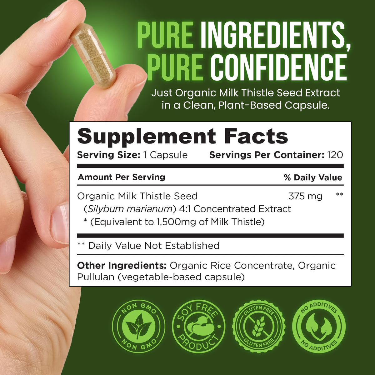 OmniBiotics Organic Milk Thistle Supplement 1500mg – 4X Concentrated Extract with Silymarin – High Potency Liver Detox & Support - FENGGESTORE20